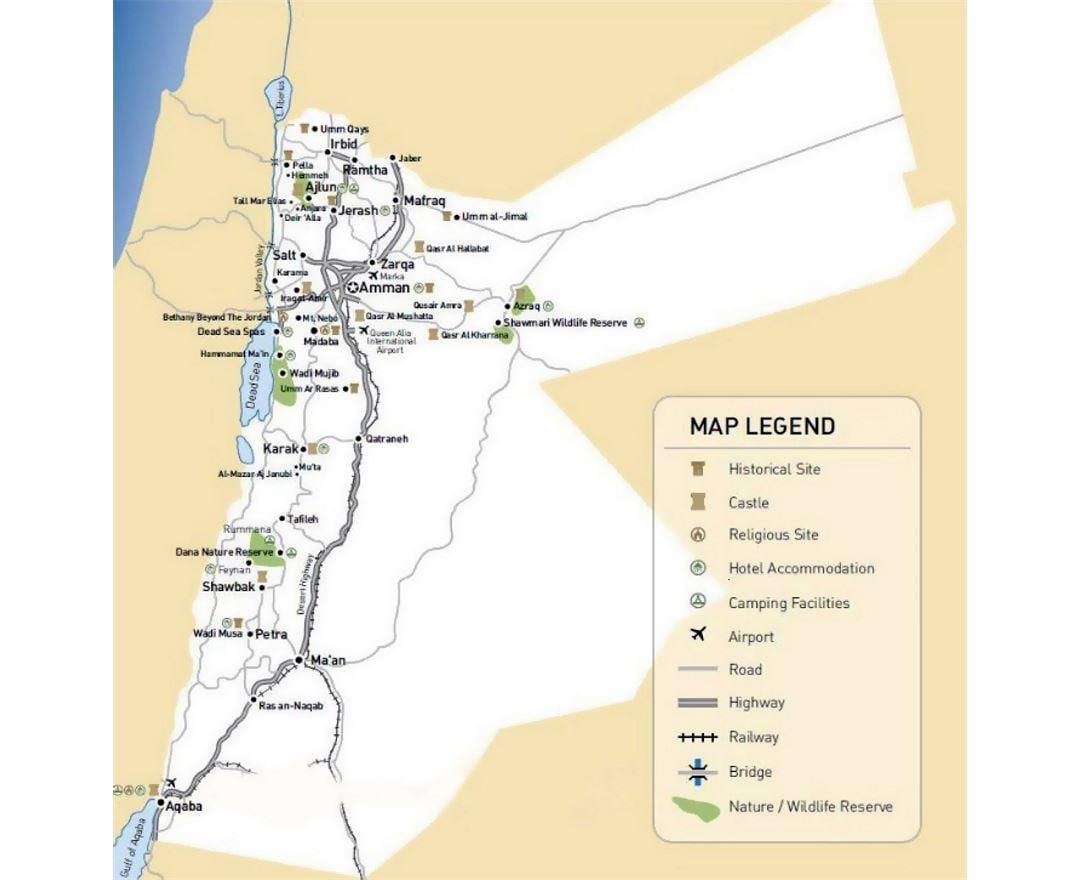 ヨルダン旅行地図