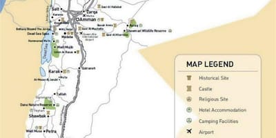 ヨルダン観光名所の地図
