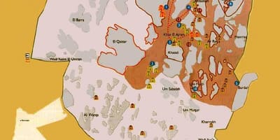 地図のワディラムがヨルダン